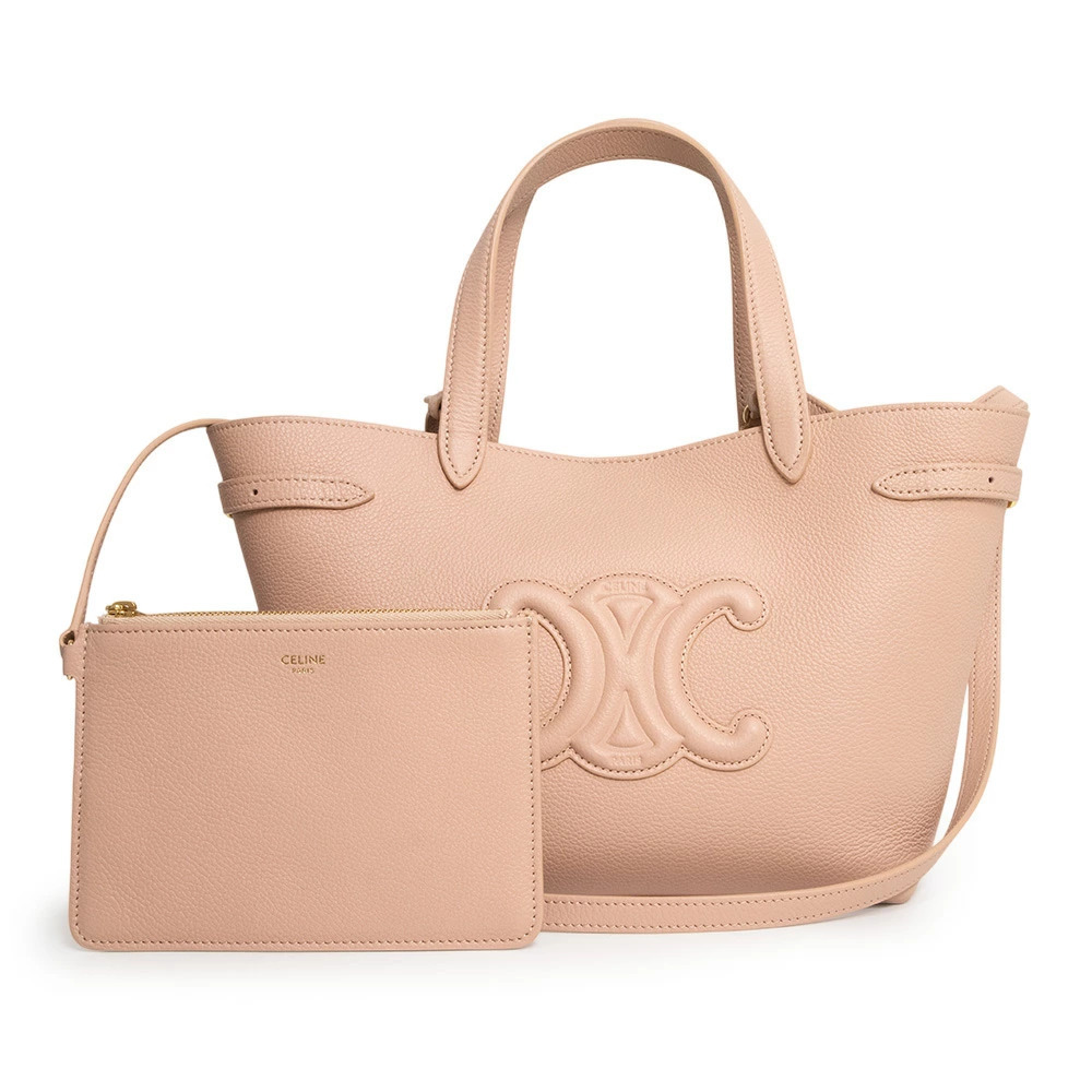 Celine Cabas Anais Cuir Triomphe Crossbody Shoulder Handbag Grained Soft Peach - Picture 1 of 9